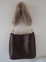 Brown Tote with Faux Fur Handle - CHANCEUSES