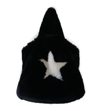 Black Faux Fur Bag with Studded Strap - CHANCEUSES