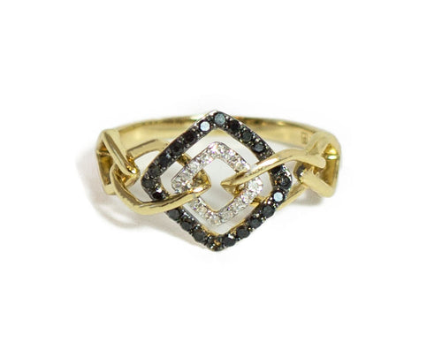 Solid 14k Yellow Gold Ring with Diamond & Saphire - CHANCEUSES